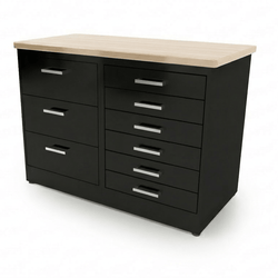 CEF Forge 2-Pod Stationary Workstation – Heavy Duty Black Metal Cabinet with 6 Narrow Drawers & 3 Deep Drawers Base (CEF-FORGE-FP-2EB-6D-3D)