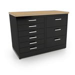 CEF Forge 2 - Pod Stationary Workstation – Heavy Duty Black Metal Cabinet with 6 Narrow Drawers & 3 Deep Drawers Base (CEF - FORGE - FP - 2EB - 6D - 3D) - SchoolOutlet