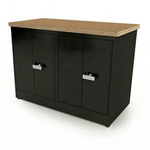 CEF Forge 2 - Pod Stationary Workstation – Heavy Duty Black Metal Cabinet with Dual Double - Door Cabinets Base (CEF - FORGE - FP - 2EB - DD - DD) - SchoolOutlet