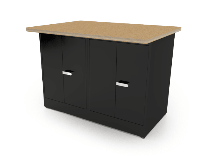 CEF Forge 2 - Pod Stationary Workstation – Heavy Duty Black Metal Cabinet with Dual Double - Door Cabinets Base (CEF - FORGE - FP - 2EB - DD - DD) - SchoolOutlet