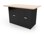 CEF Forge 2 - Pod Stationary Workstation – Heavy Duty Black Metal Cabinet with Dual Double - Door Cabinets Base (CEF - FORGE - FP - 2EB - DD - DD) - SchoolOutlet