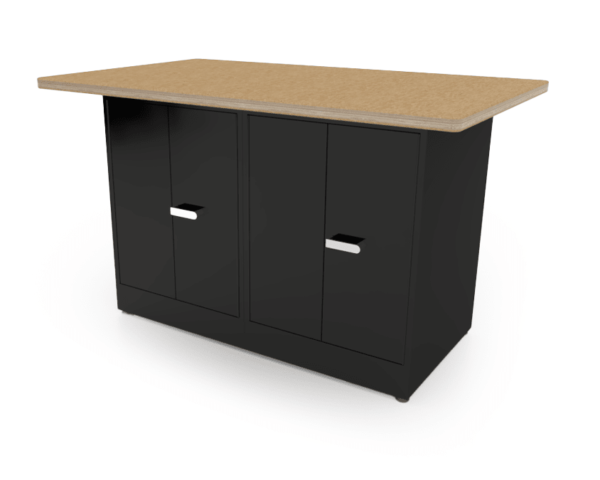 CEF Forge 2 - Pod Stationary Workstation – Heavy Duty Black Metal Cabinet with Dual Double - Door Cabinets Base (CEF - FORGE - FP - 2EB - DD - DD) - SchoolOutlet