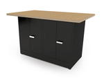 CEF Forge 2 - Pod Stationary Workstation – Heavy Duty Black Metal Cabinet with Dual Double - Door Cabinets Base (CEF - FORGE - FP - 2EB - DD - DD) - SchoolOutlet