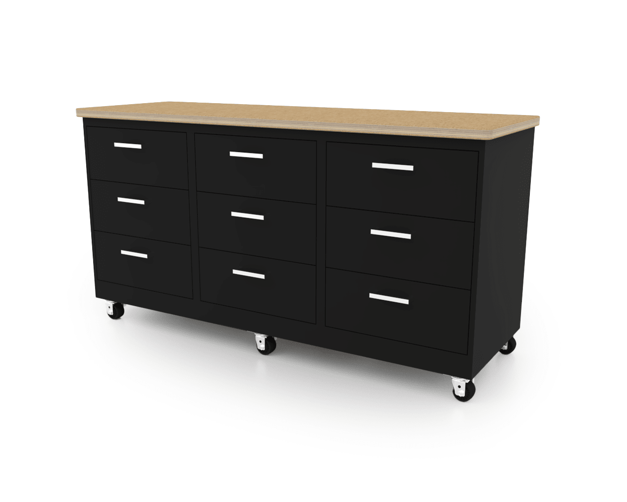 CEF Forge 3 - Pod Mobile Workstation - Heavy Duty Black Metal Cabinet with 9 Deep Drawers Base (CEF - FORGE - FP - 3CS - 3D - 3D - 3D) - SchoolOutlet