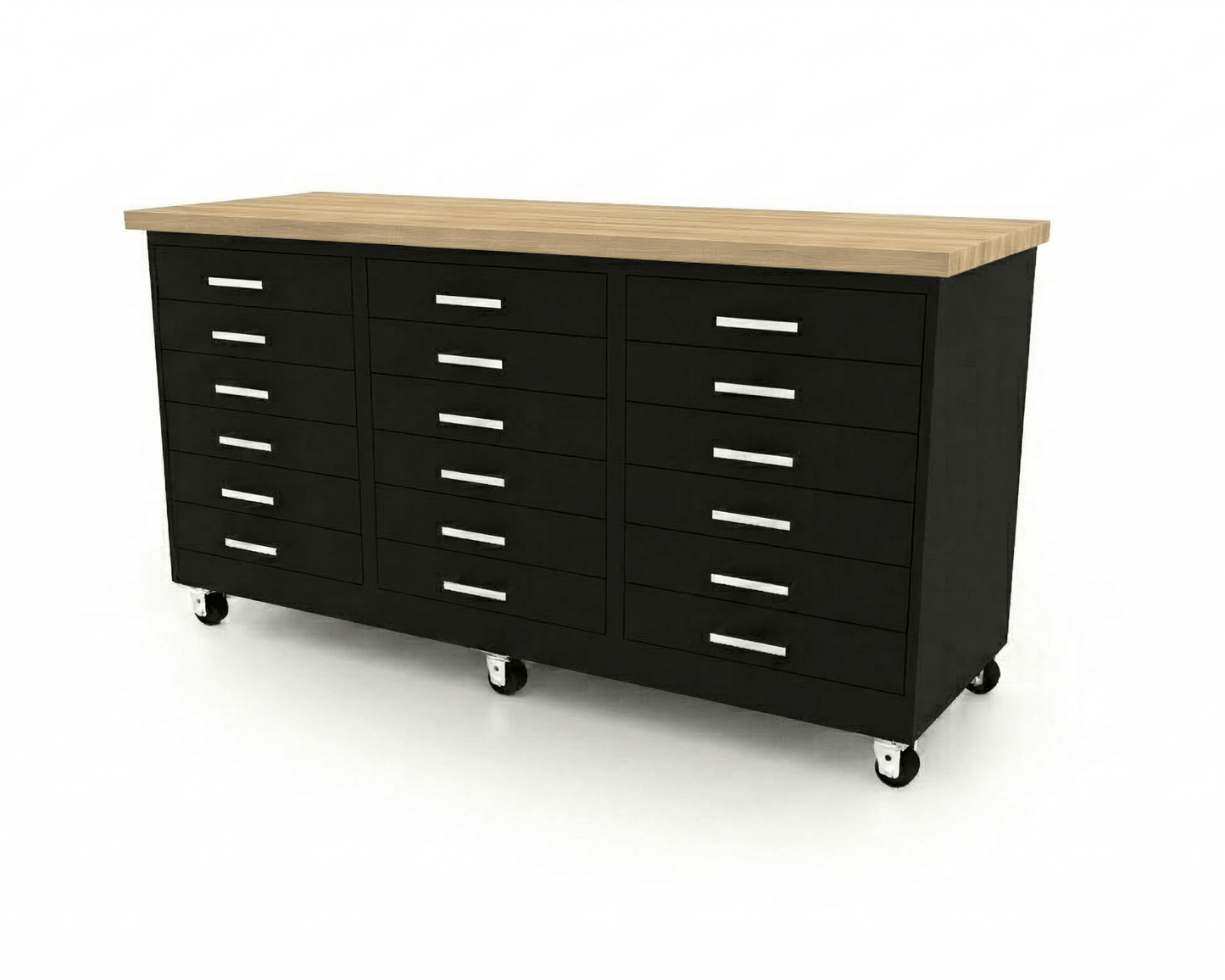 CEF Forge 3 - Pod Mobile Workstation - Heavy Duty Black Metal Cabinet with 18 Narrow Drawers Base (CEF - FORGE - FP - 3CS - 6D - 6D - 6D) - SchoolOutlet