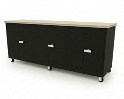 CEF Forge 3-Pod Mobile Workstation - Heavy Duty Black Metal Cabinet with 3 Double-Door Base (CEF-FORGE-FP-3CS-DD-DD-DD)