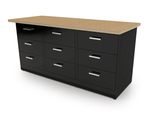 CEF Forge 3 - Pod Stationary Workstation - Heavy Duty Black Metal Cabinet with 9 Deep Drawers Base (CEF - FORGE - FP - 3EB - 3D - 3D - 3D) - SchoolOutlet