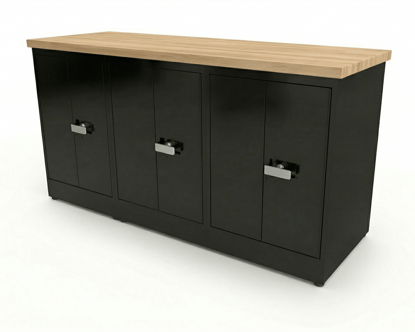 CEF Forge 3 - Pod Stationary Workstation - Heavy Duty Black Metal Cabinet with 3 Double - Door Base (CEF - FORGE - FP - 3EB - DD - DD - DD) - SchoolOutlet