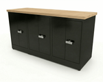 CEF Forge 3 - Pod Stationary Workstation - Heavy Duty Black Metal Cabinet with 3 Double - Door Base (CEF - FORGE - FP - 3EB - DD - DD - DD) - SchoolOutlet