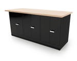 CEF Forge 3 - Pod Stationary Workstation - Heavy Duty Black Metal Cabinet with 3 Double - Door Base (CEF - FORGE - FP - 3EB - DD - DD - DD) - SchoolOutlet