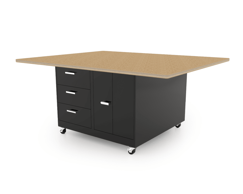 CEF Forge 4 - Pod Mobile Workstation - Heavy Duty Black Metal Cabinet with 6 Narrow Drawers, 3 Deep Drawers & 2 Double - Door Base (CEF - FORGE - FP - 4CS - 6D - 3D - DD - DD) - SchoolOutlet