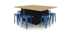 CEF Forge 4 - Pod Mobile Workstation - Heavy Duty Black Metal Cabinet with 6 Narrow Drawers, 3 Deep Drawers & 2 Double - Door Base (CEF - FORGE - FP - 4CS - 6D - 3D - DD - DD) - SchoolOutlet