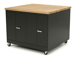 CEF Forge 4-Pod Mobile Workstation - Heavy Duty Black Metal Cabinet with 4 Double-Door Base (CEF-FORGE-FP-4CS-DD-DD-DD-DD)