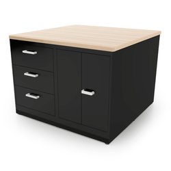 CEF Forge 4-Pod Stationary Workstation - Heavy Duty Black Metal Cabinet with 6 Narrow Drawers, 3 Deep Drawers & 2 Double-Door Base (CEF-FORGE-FP-4EB-6D-3D-DD-DD)