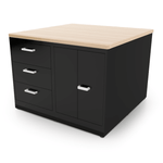 CEF Forge 4 - Pod Stationary Workstation - Heavy Duty Black Metal Cabinet with 6 Narrow Drawers, 3 Deep Drawers & 2 Double - Door Base (CEF - FORGE - FP - 4EB - 6D - 3D - DD - DD) - SchoolOutlet