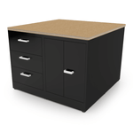 CEF Forge 4 - Pod Stationary Workstation - Heavy Duty Black Metal Cabinet with 6 Narrow Drawers, 3 Deep Drawers & 2 Double - Door Base (CEF - FORGE - FP - 4EB - 6D - 3D - DD - DD) - SchoolOutlet