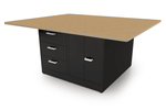 CEF Forge 4 - Pod Stationary Workstation - Heavy Duty Black Metal Cabinet with 6 Narrow Drawers, 3 Deep Drawers & 2 Double - Door Base (CEF - FORGE - FP - 4EB - 6D - 3D - DD - DD) - SchoolOutlet