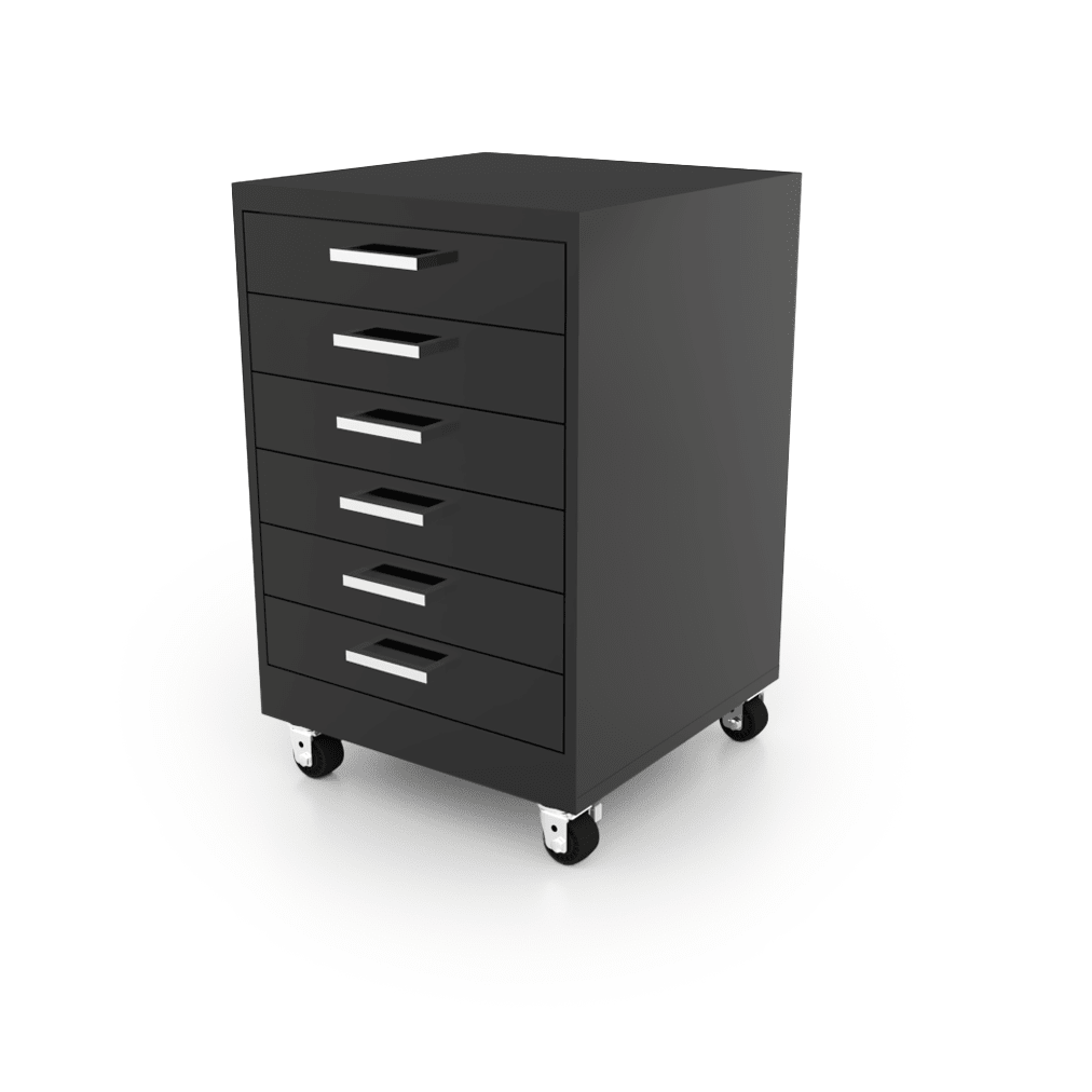 CEF Forge Single Heavy Duty Black Metal Pod w/ 6 Drawers, Mobile (CEF - FORGE - FP - CS - 6D) - SchoolOutlet