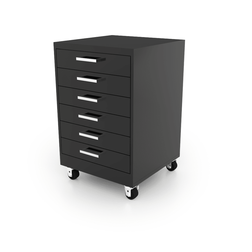 CEF Forge Single Heavy Duty Black Metal Pod w/ 6 Drawers, Mobile (CEF - FORGE - FP - CS - 6D) - SchoolOutlet