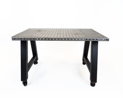 CEF Forge Quickset Welding Table 42"W x 60"L x 36"H 2" Raw Steel Top Welding Peg Friendly (CEF-FORGE-QSET-4260-WELD)