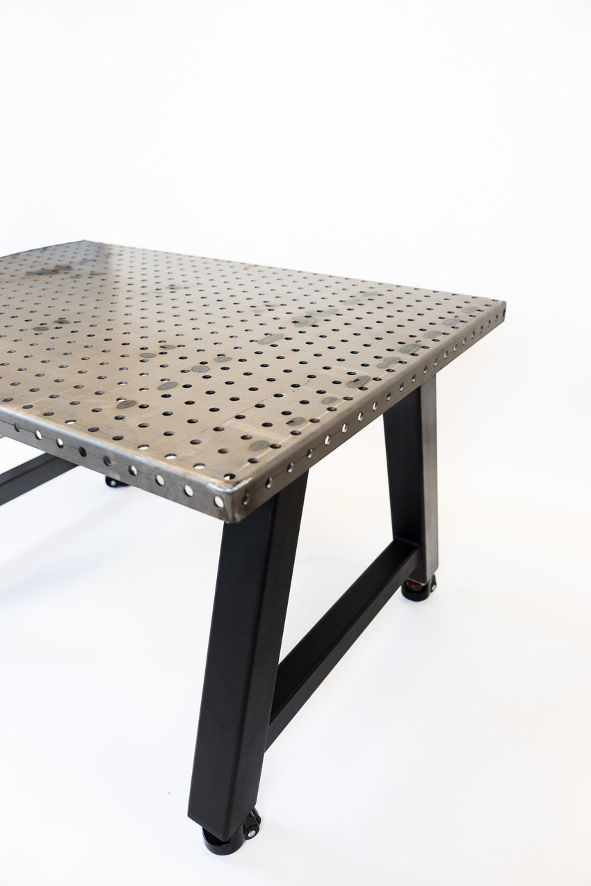 CEF Forge Quickset Welding Table 42"W x 60"L x 36"H 2" Raw Steel Top Welding Peg Friendly (CEF - FORGE - QSET - 4260 - WELD) - SchoolOutlet