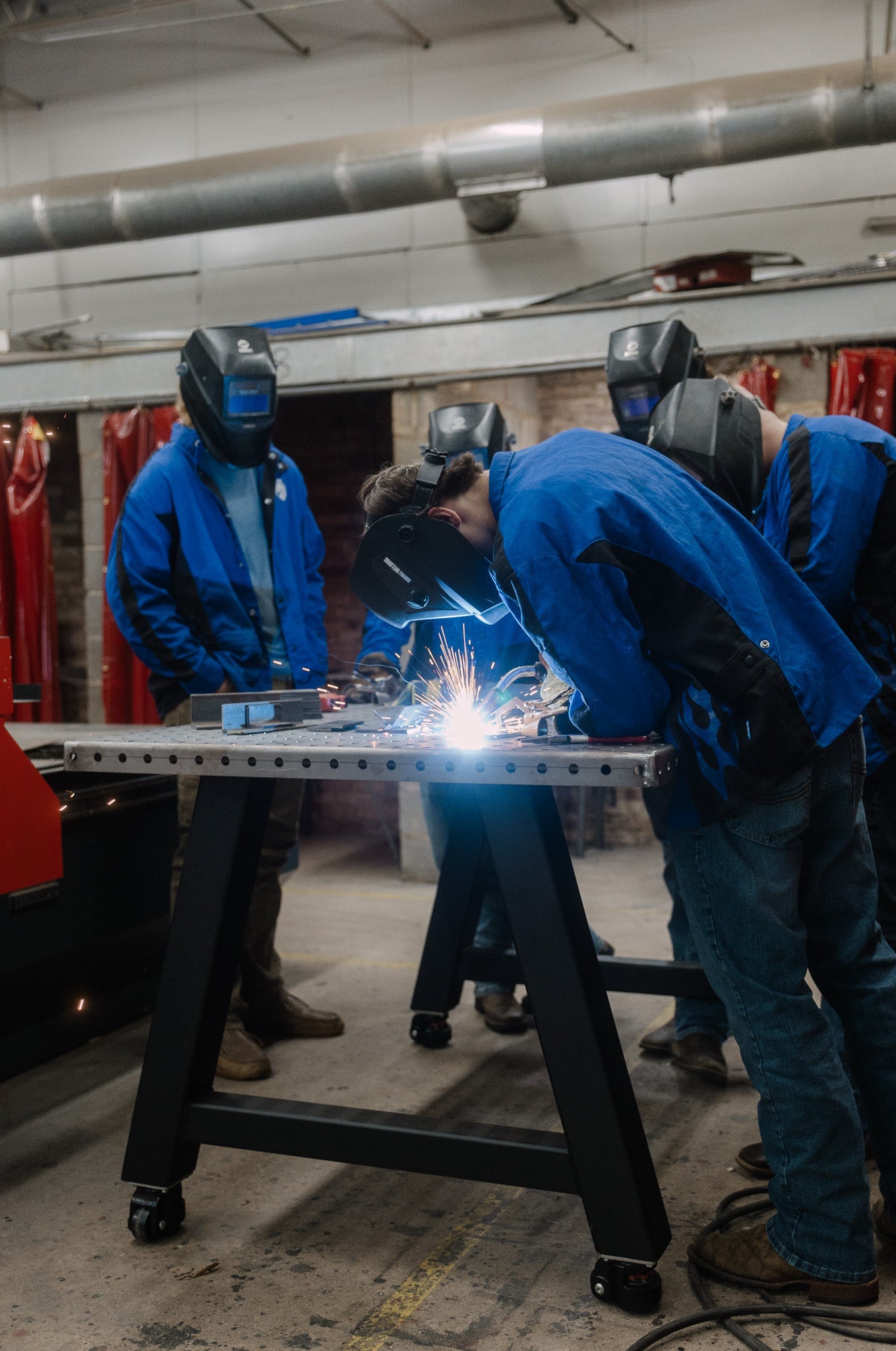CEF Forge Quickset Welding Table 42"W x 60"L x 36"H 2" Raw Steel Top Welding Peg Friendly (CEF - FORGE - QSET - 4260 - WELD) - SchoolOutlet