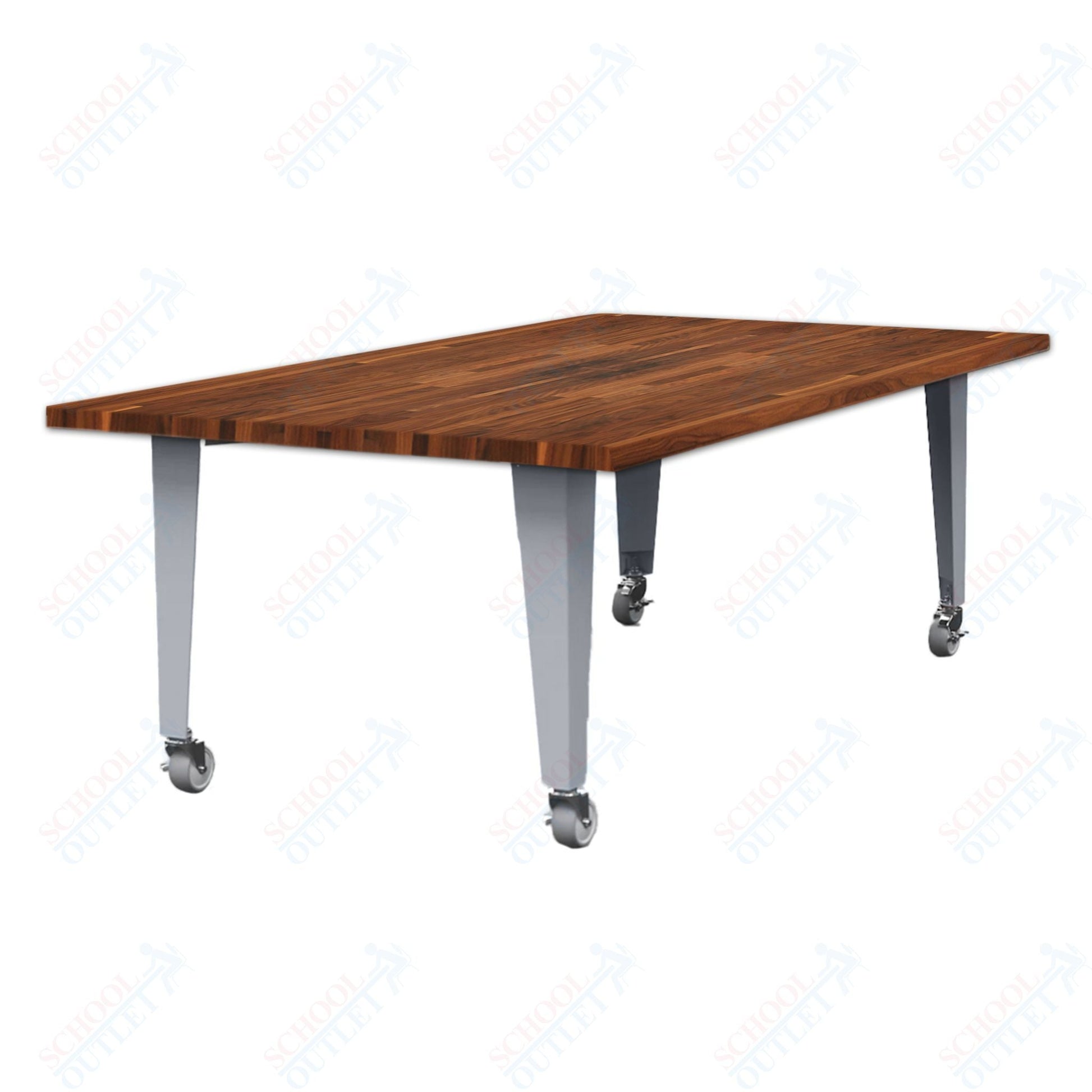 CEF IDEA Island Table 30" Height - Butcher Block Top 84"W x 48"D with Steel Frame, Cable Management and Heavy Duty Locking Casters (No Electric) - SchoolOutlet