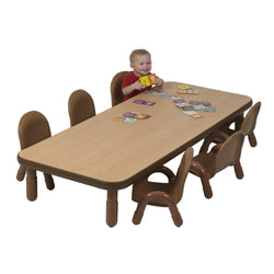 Angeles BASELINE Toddler 72" x 30" Rectangular Table & Chair Set - Natural Wood