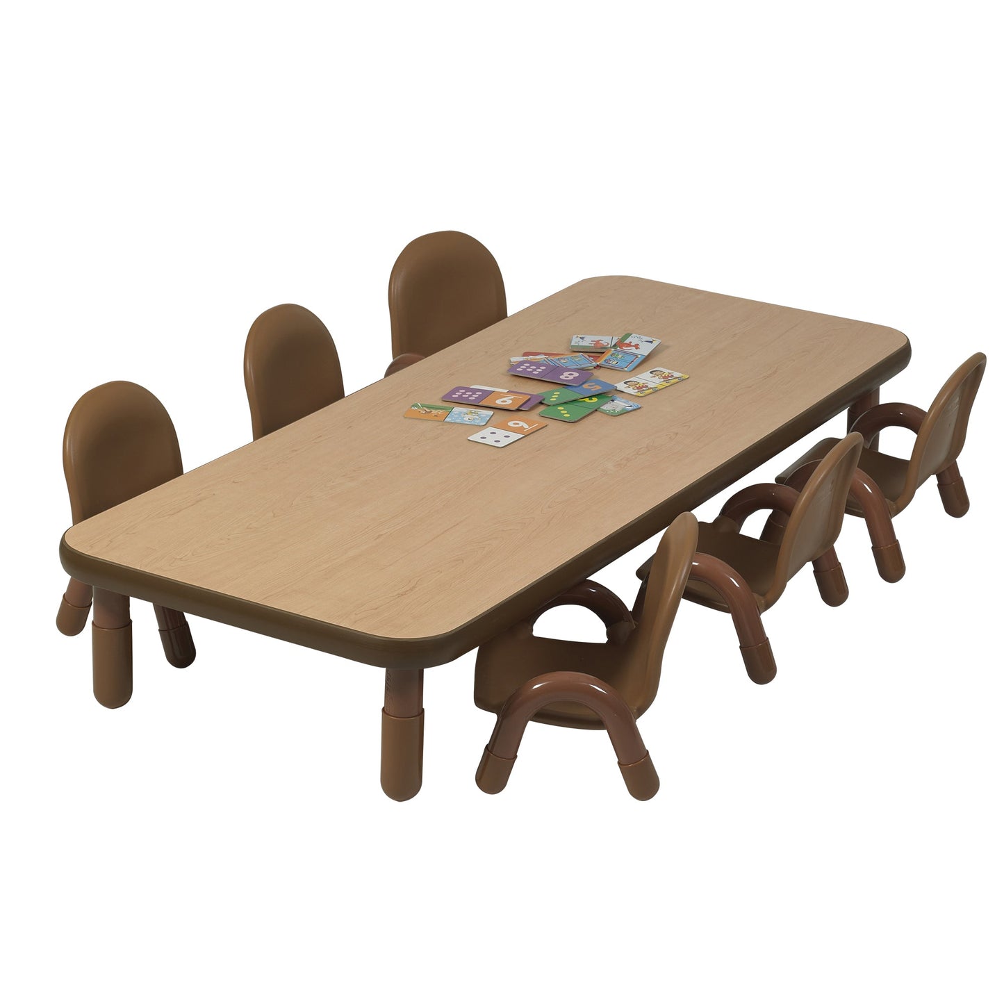 Angeles BASELINE Toddler 72" x 30" Rectangular Table & Chair Set - Natural Wood - SchoolOutlet