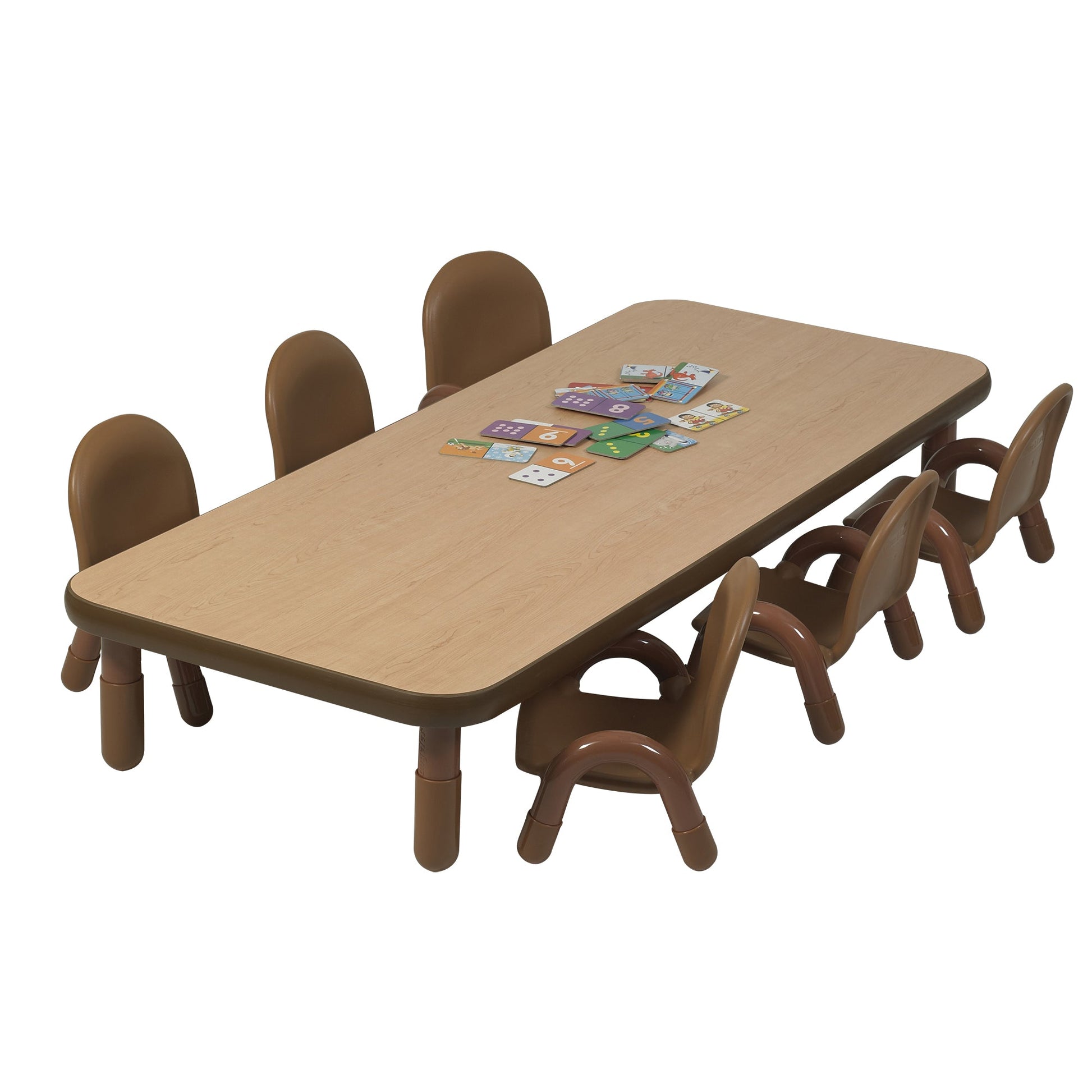 Angeles BASELINE Toddler 72" x 30" Rectangular Table & Chair Set - Natural Wood - SchoolOutlet