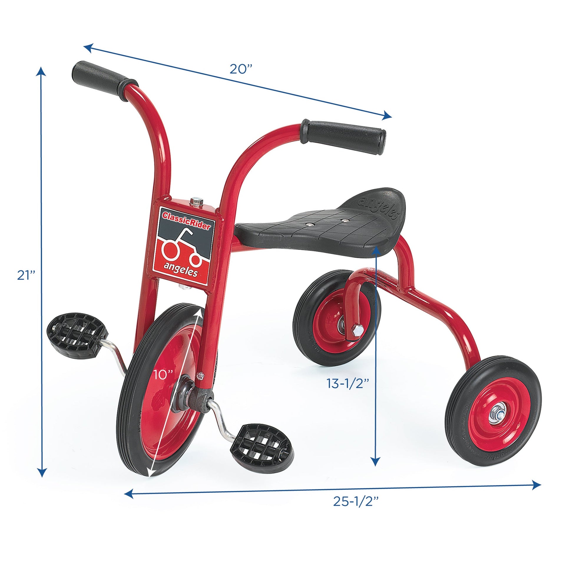 Angeles ClassicRider® Trike 10" Front Wheel Diameter Tricycle Pedal Pusher (AFB2700PR) - SchoolOutlet