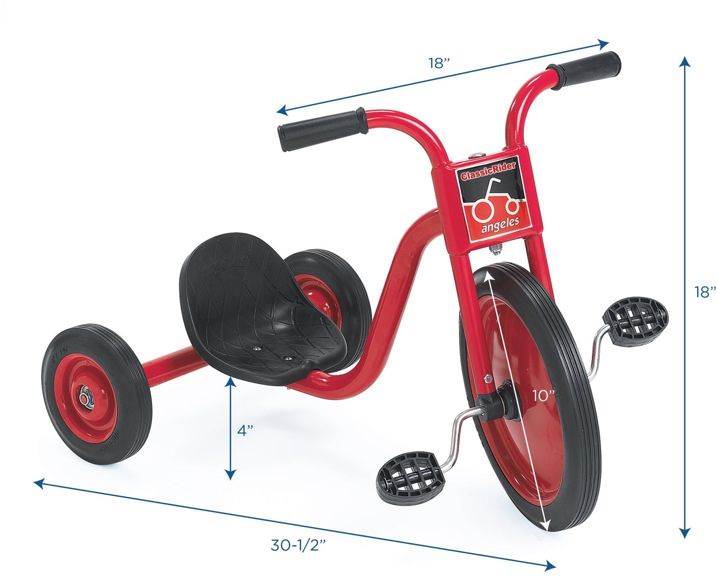 Angeles ClassicRider® Trike 10" Front Wheel Diameter Tricycle Pedal Pusher LT (AFB2710PR) - SchoolOutlet