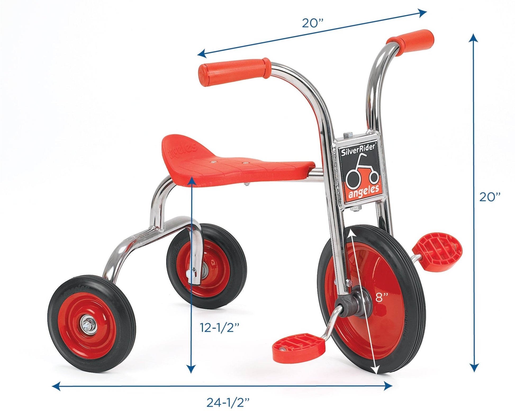 Angeles SilverRider® Trike 8" Front Wheel Diameter Tricycle Pedal Pusher (AFB3200SR) - SchoolOutlet