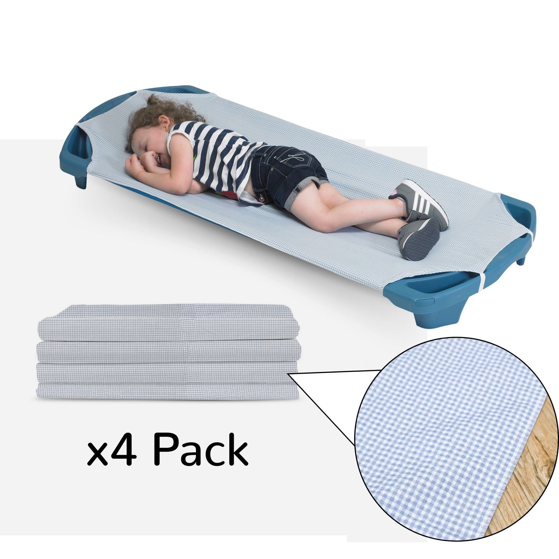 Children's Factory Angels Rest Gingham Cot Sheet Standard - Set of 4 - SchoolOutlet