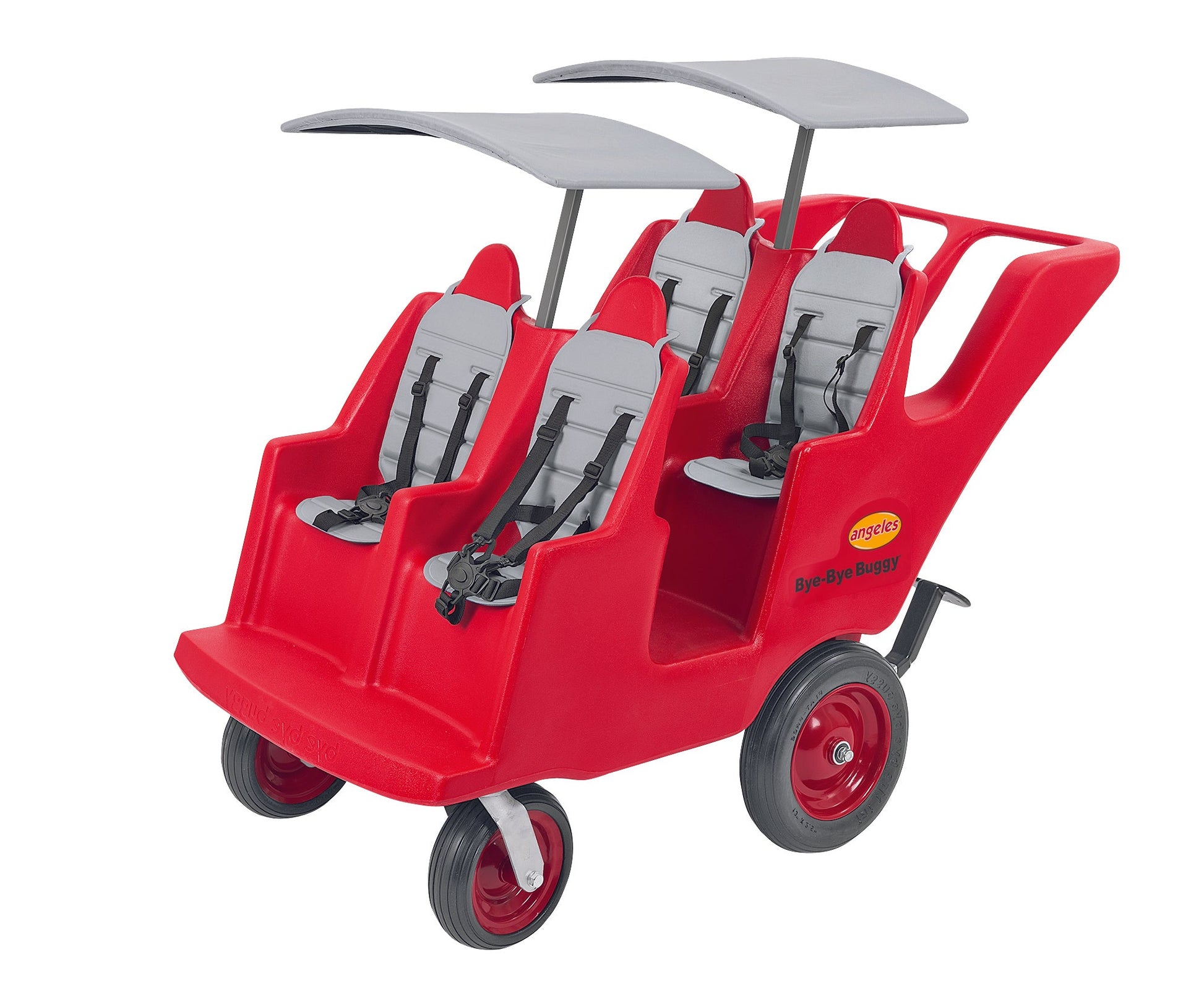 Angeles 4 Seat Fat Tire Buggy with Canopy Red Stroller / Gray Seats (AFB6300KIT) - SchoolOutlet