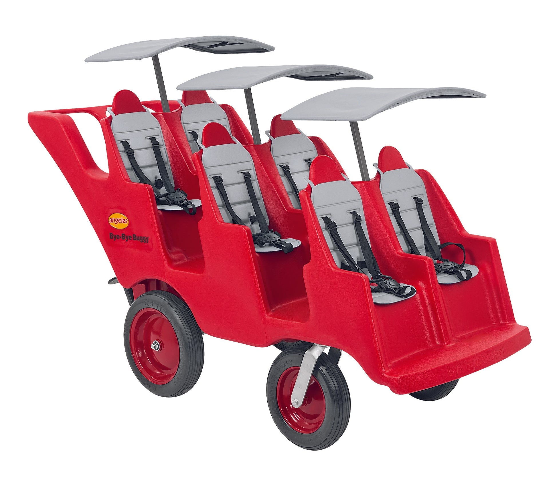 Angeles 6 Seat Fat Tire Buggy with Canopy Red Stroller / Gray Seats (A