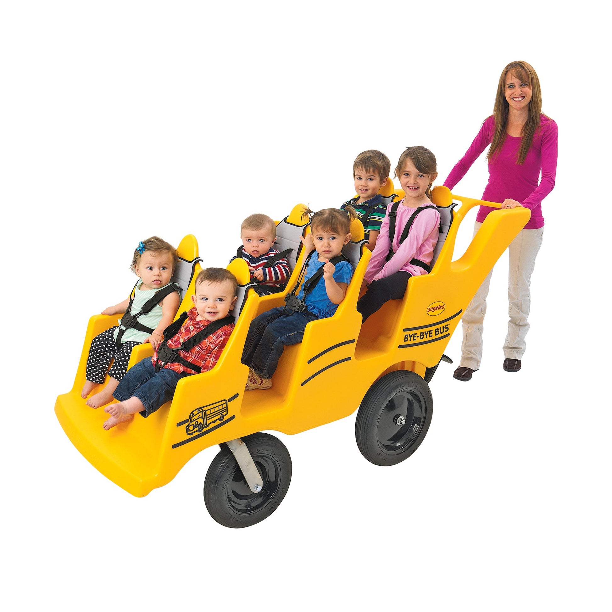 Angeles 6 Passenger Never Flat "Fat Tire" Bye-Bye Bus Stroller (AFB6400SB) - SchoolOutlet