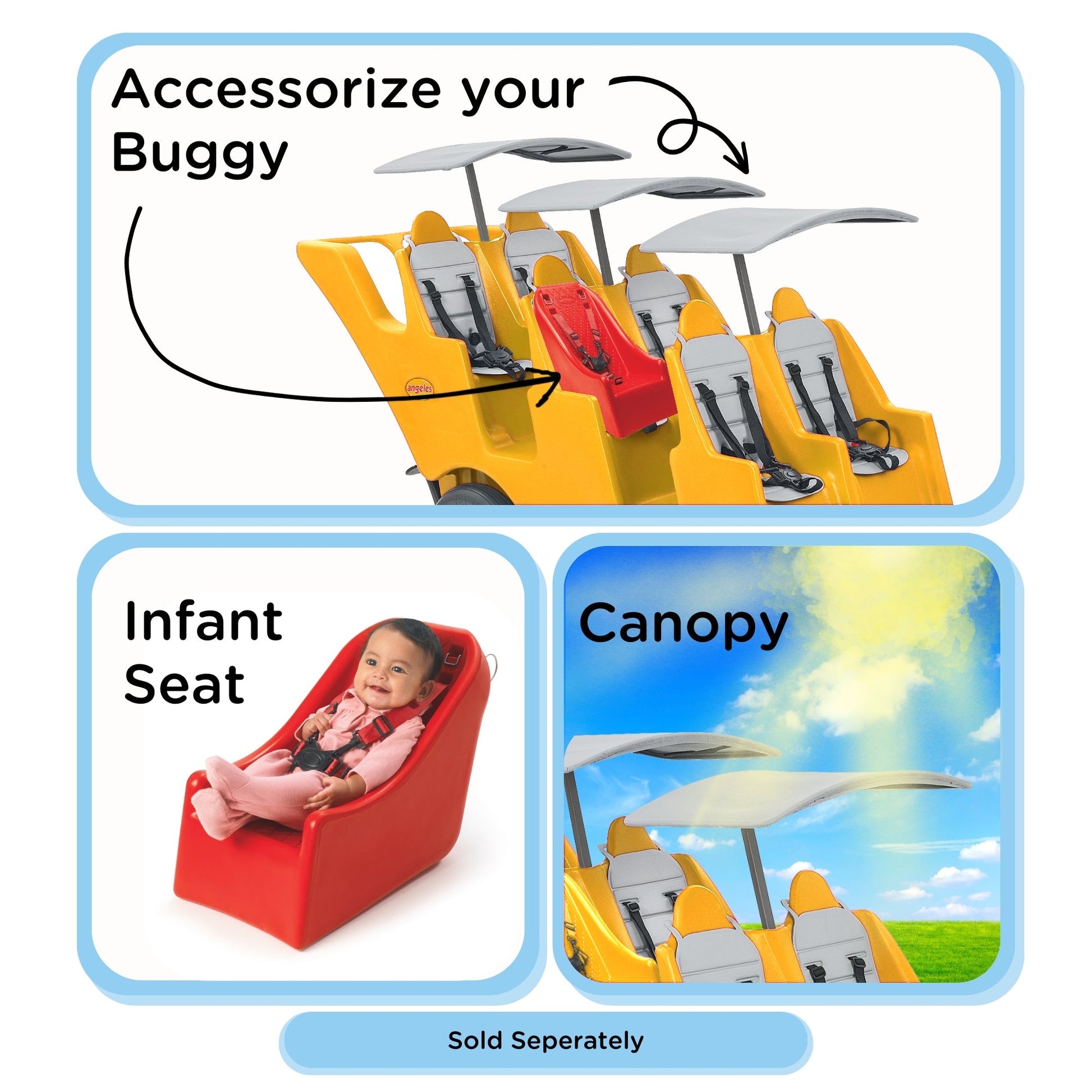 Angeles 6 Passenger Never Flat "Fat Tire" Bye-Bye Bus Stroller (AFB6400SB) - SchoolOutlet