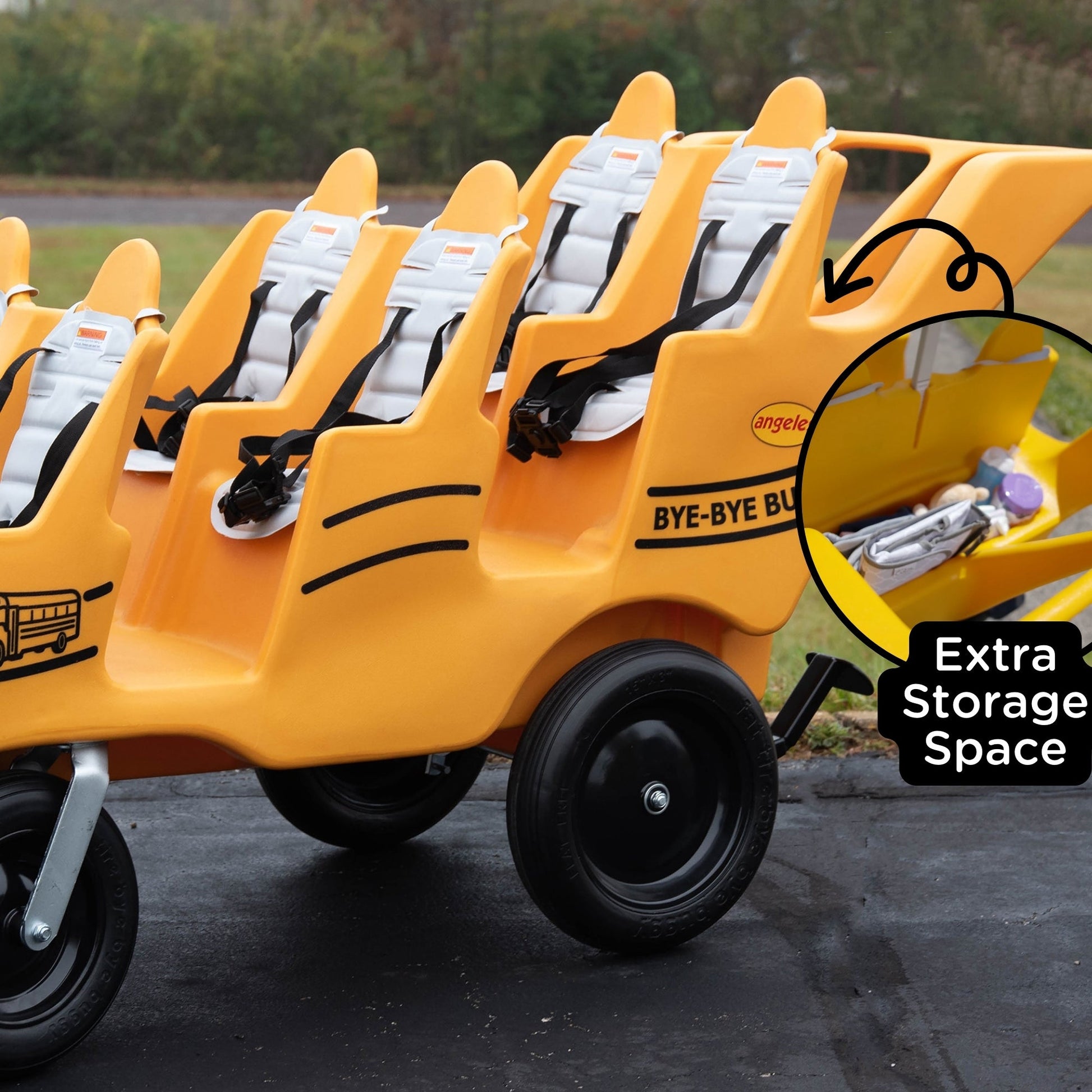 Angeles 6 Passenger Never Flat "Fat Tire" Bye-Bye Bus Stroller (AFB6400SB) - SchoolOutlet