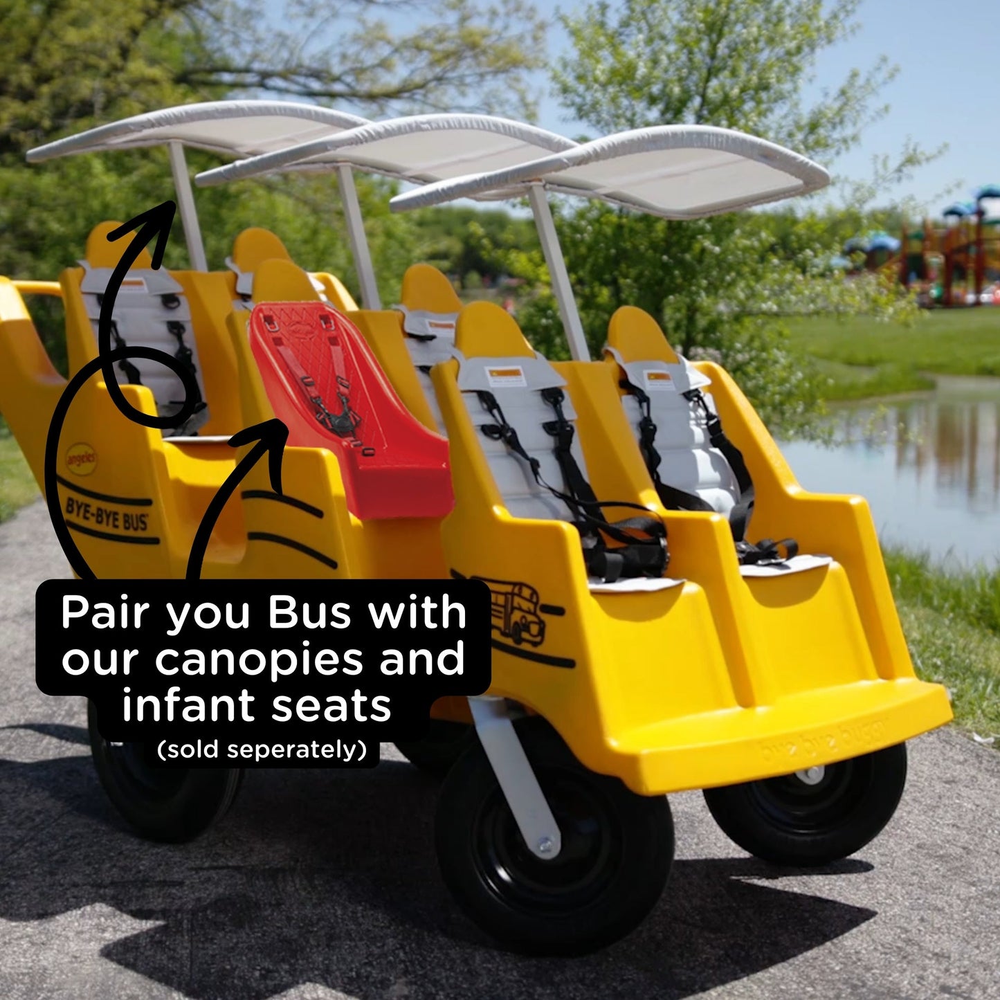 Angeles 6 Passenger Never Flat "Fat Tire" Bye-Bye Bus Stroller (AFB6400SB) - SchoolOutlet
