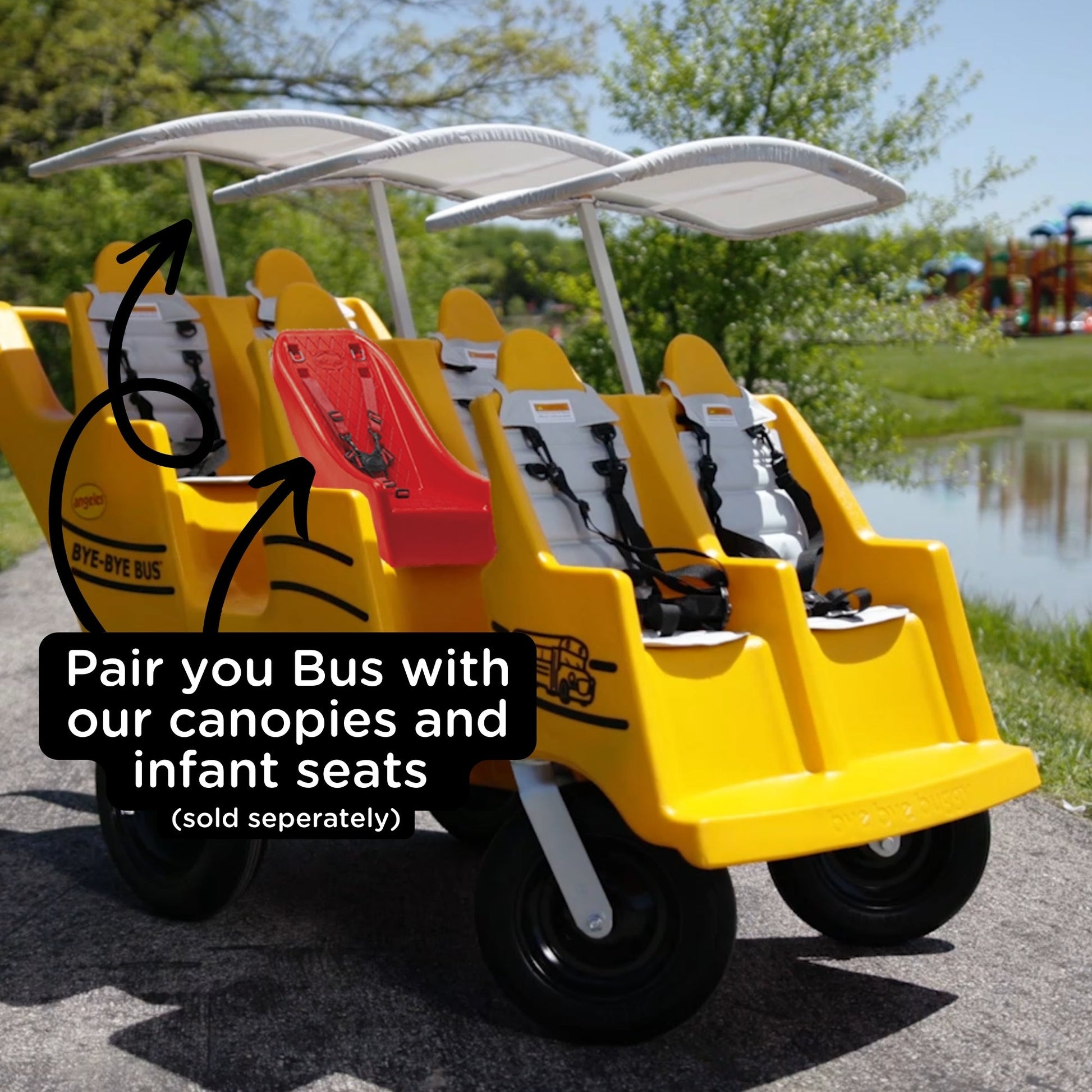 Angeles 6 Passenger Never Flat "Fat Tire" Bye-Bye Bus Stroller (AFB6400SB) - SchoolOutlet