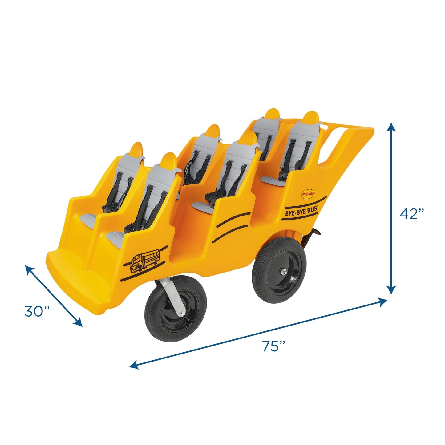 Angeles 6 Passenger Never Flat "Fat Tire" Bye-Bye Bus Stroller (AFB6400SB) - SchoolOutlet