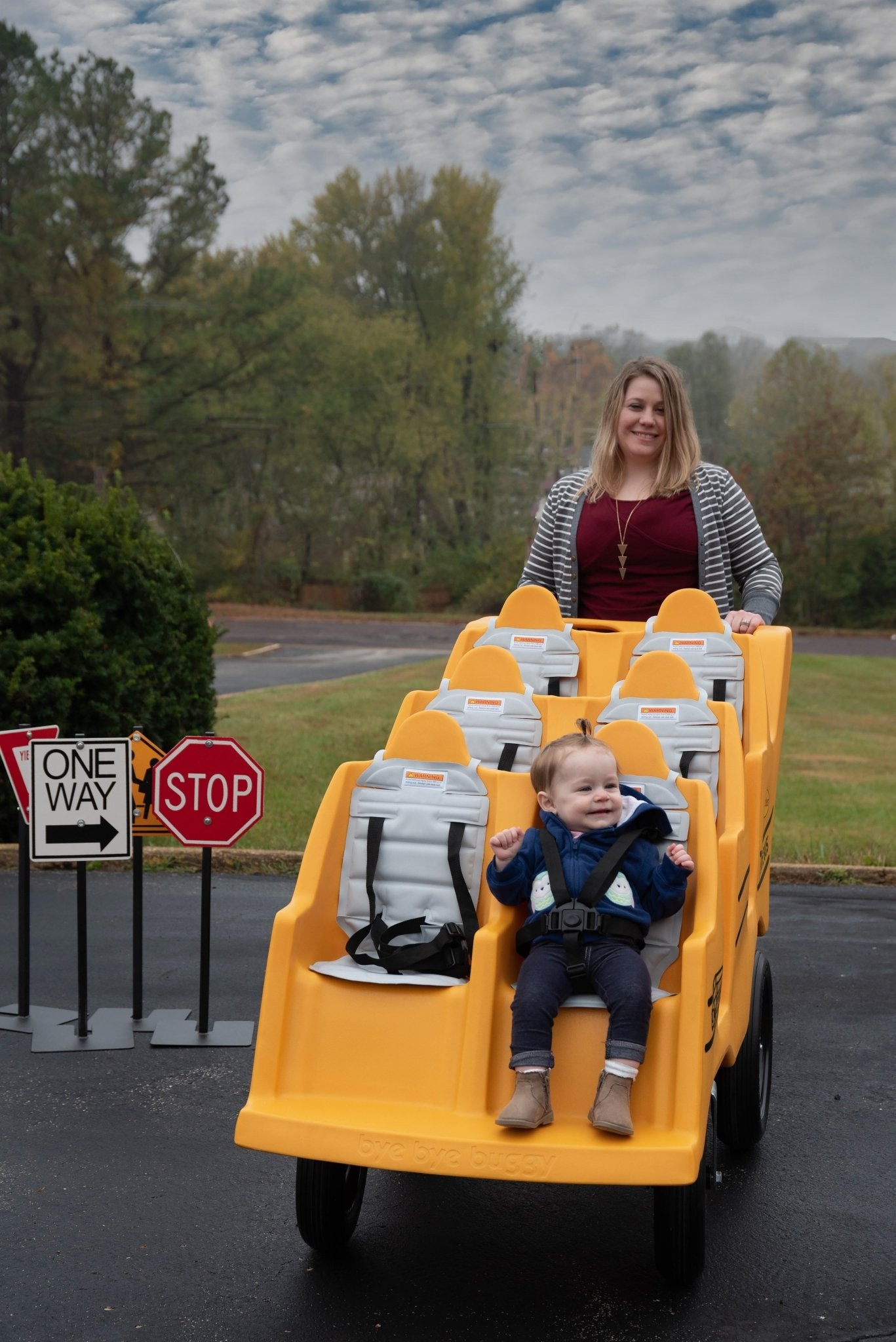 Angeles 6 Passenger Never Flat "Fat Tire" Bye-Bye Bus Stroller (AFB6400SB) - SchoolOutlet