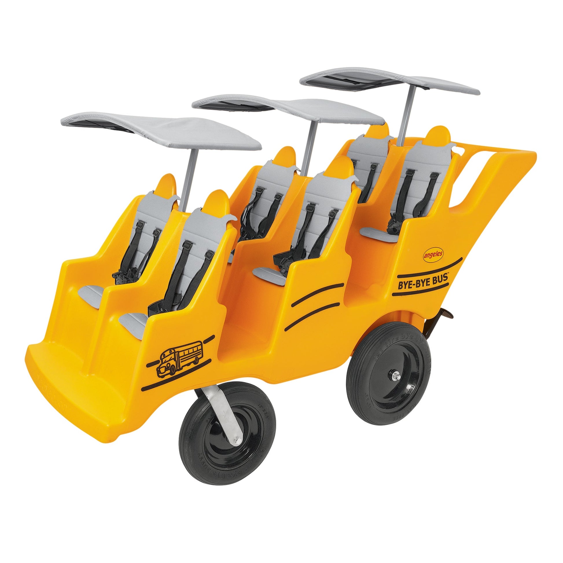 Angeles 6 Passenger Never Flat "Fat Tire" Bye-Bye Bus Stroller (AFB6400SB) - SchoolOutlet