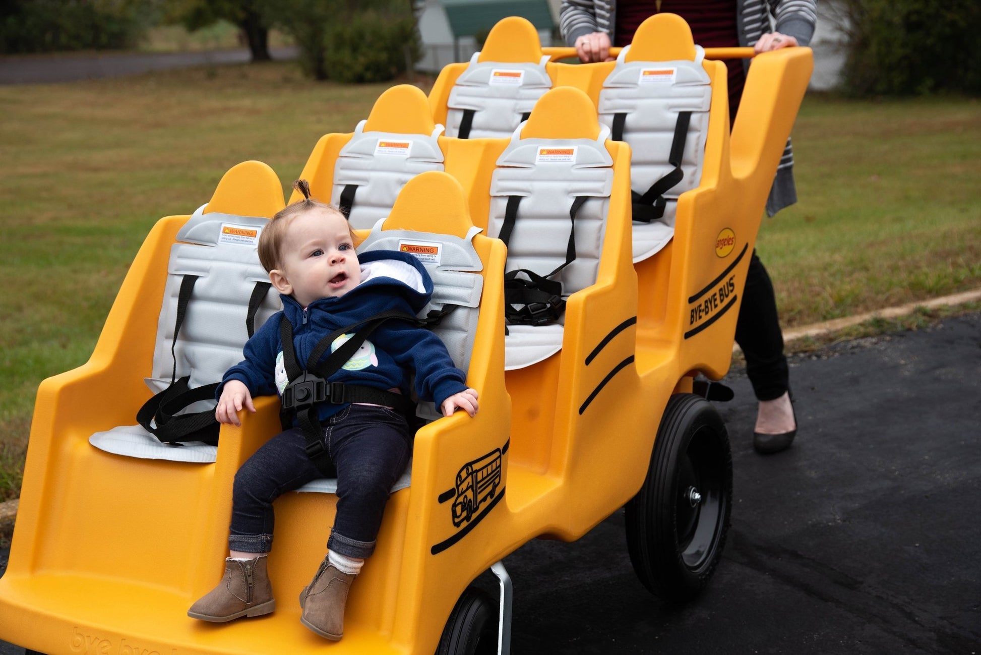 Angeles 6 Passenger Never Flat "Fat Tire" Bye-Bye Bus Stroller (AFB6400SB) - SchoolOutlet