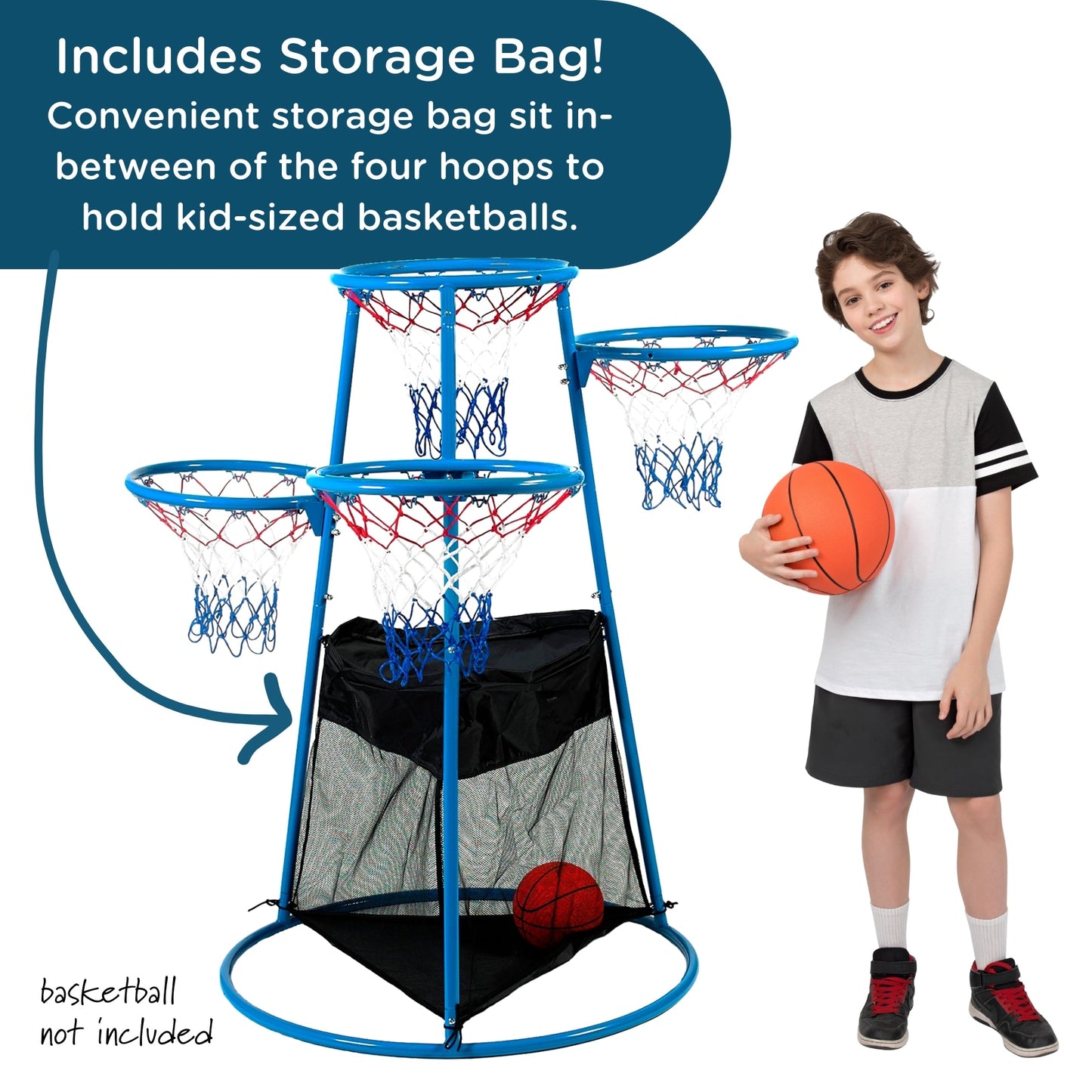 Angeles 4-Ring Basketball Stand with Storage Bag (AFB7950) - SchoolOutlet