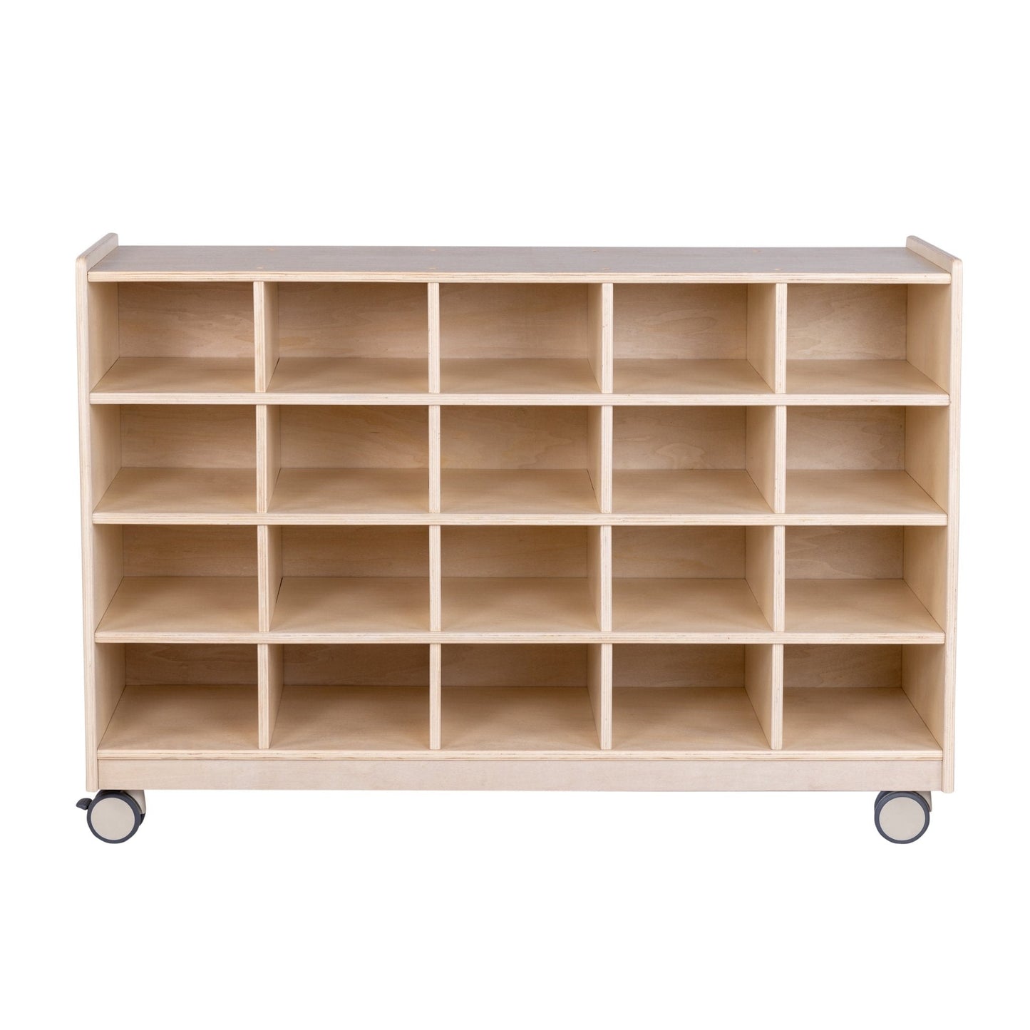 Angeles Birch Mobile 20-Section Cubby Storage Assembled (AG1012A) - SchoolOutlet