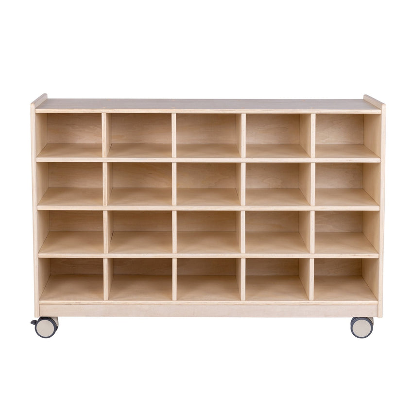 Angeles Birch Mobile 20-Section Cubby Storage Assembled (AG1012A) - SchoolOutlet