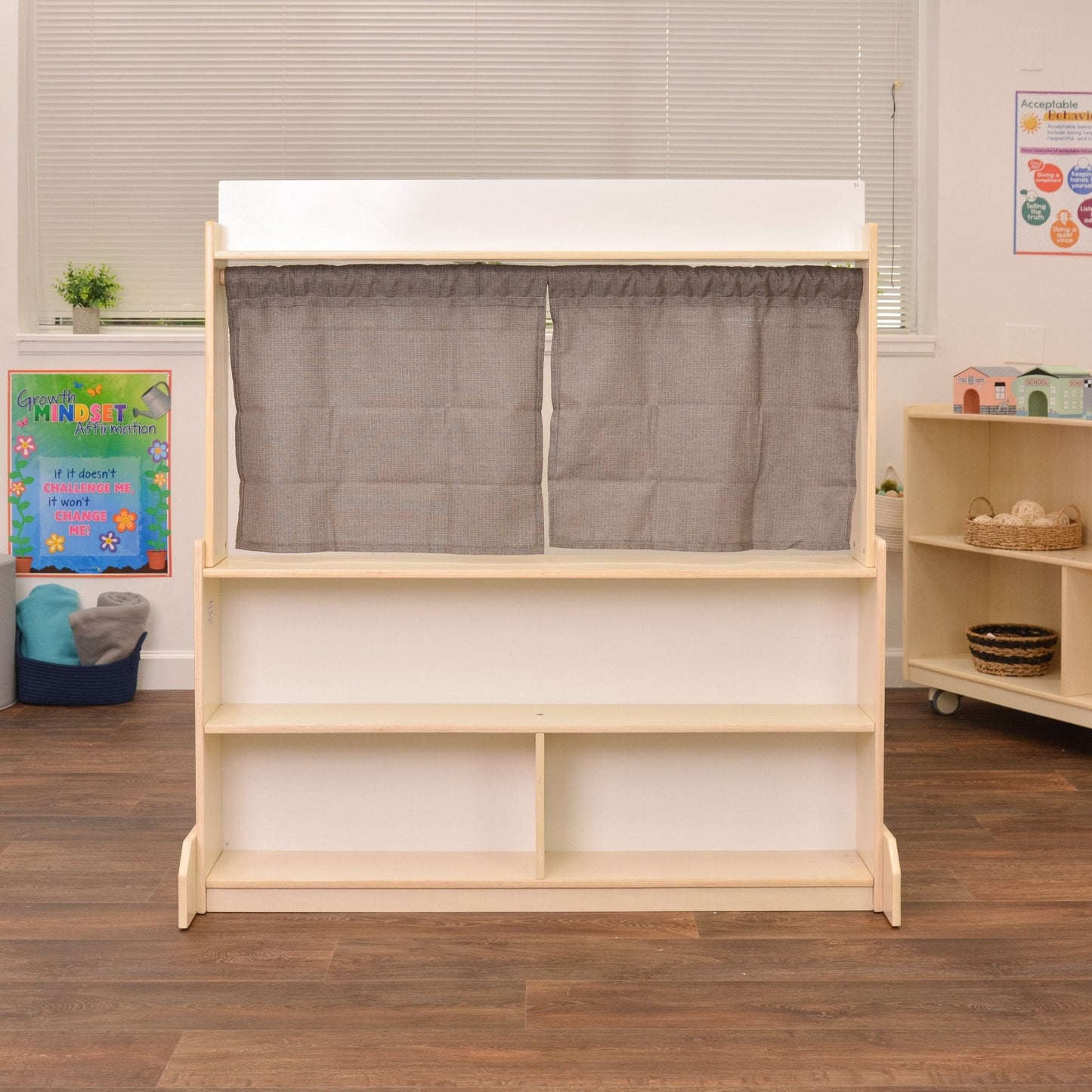 Angeles Birch Puppet Theatre with Dry Erase Board Assembled (AG1037WA)