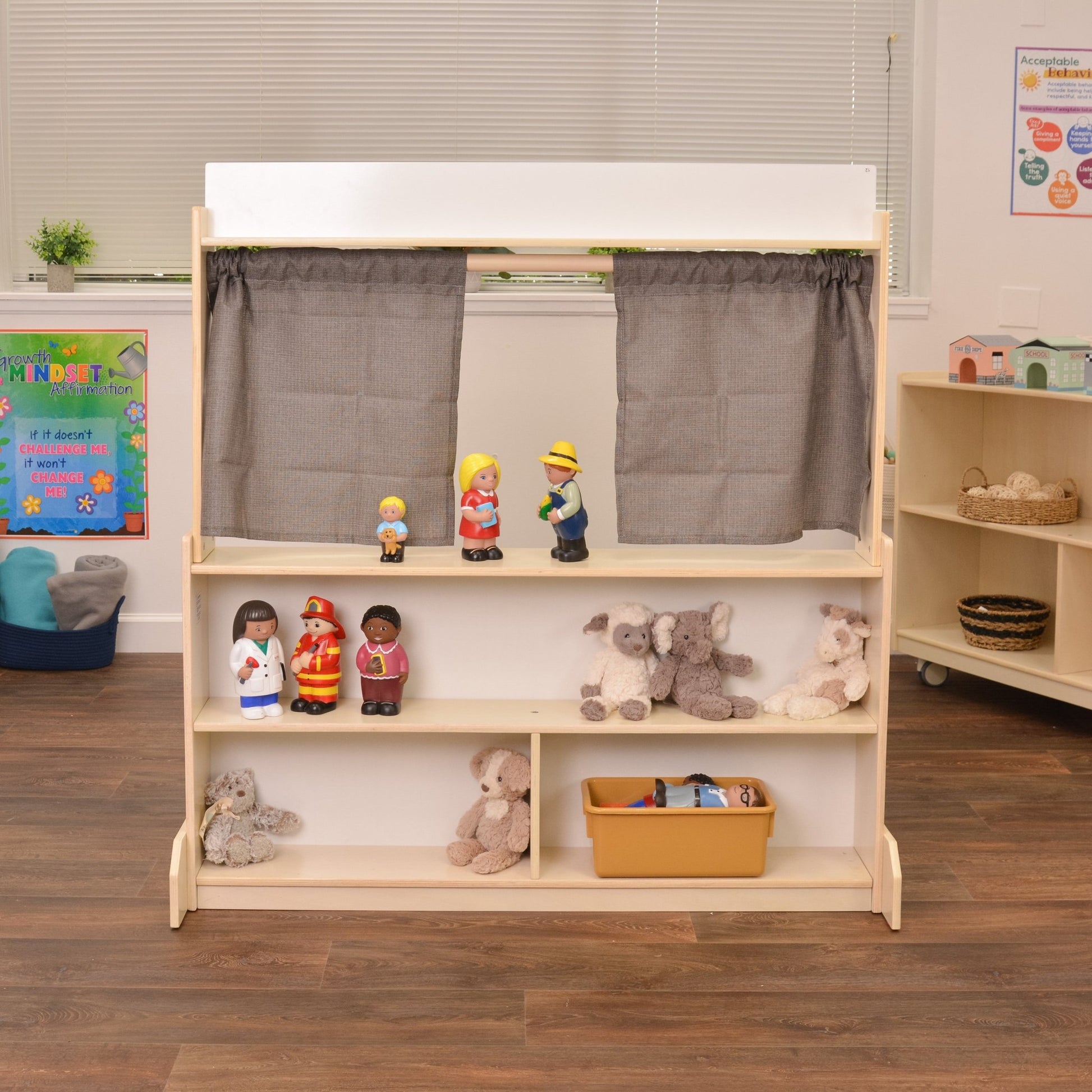 Angeles Birch Puppet Theatre with Dry Erase Board (AG1037W) - SchoolOutlet